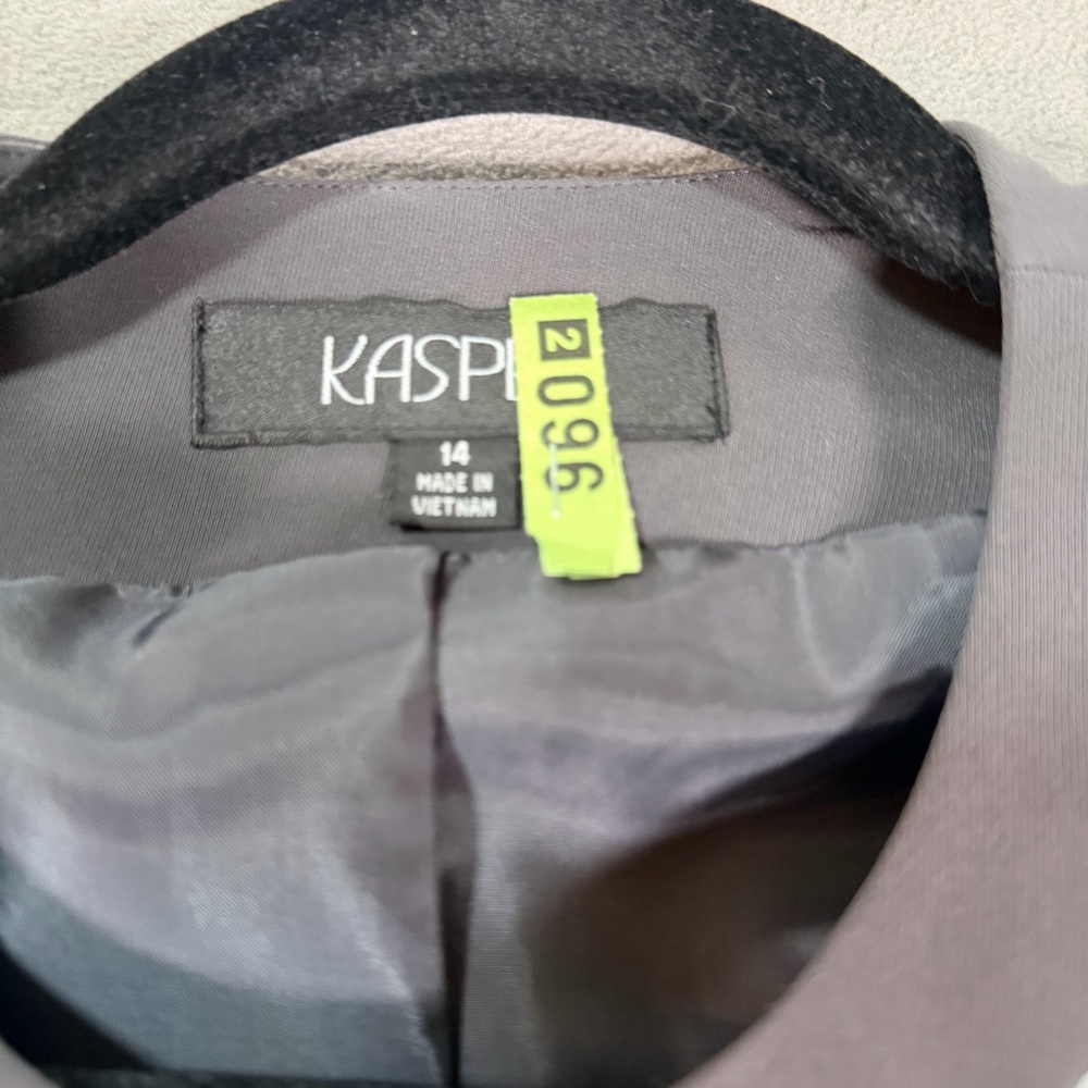 Kasper Women's Charcaol Gray/White Houndstooth Open Front Blazer/Jacket-Size 14 - Picture 2 of 7